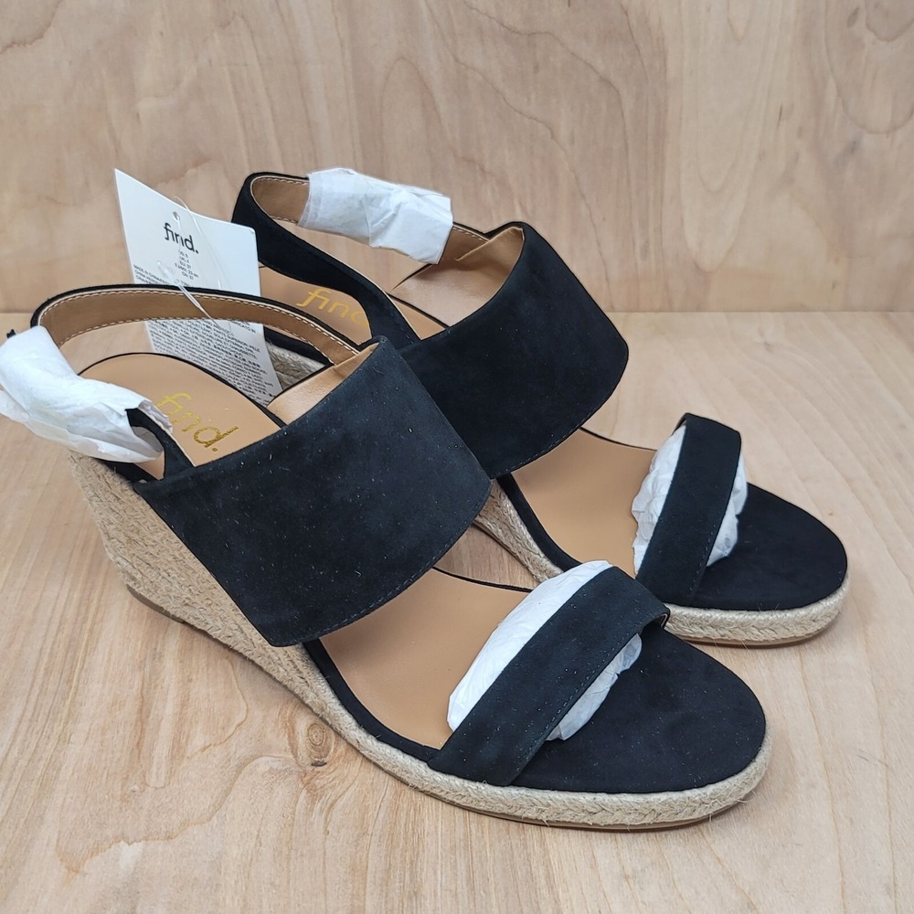 Find Womens Sandals Sz 6 M Sling Back Heel Black Casual Espadrille Buckle Shoes